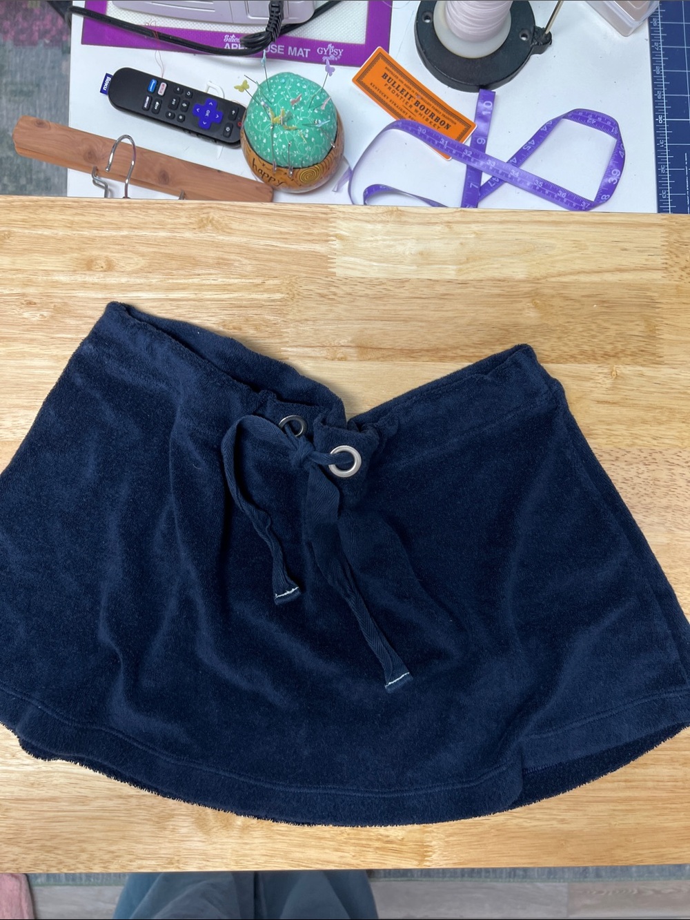 Ralph Lauren Navy Terry Cloth Drawstring Skirt